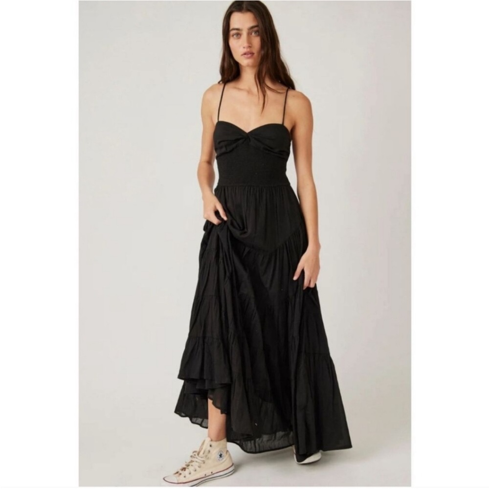 Free People Sundrenched Solid Maxi Dress in Black Size XS - Picture 4 of 11